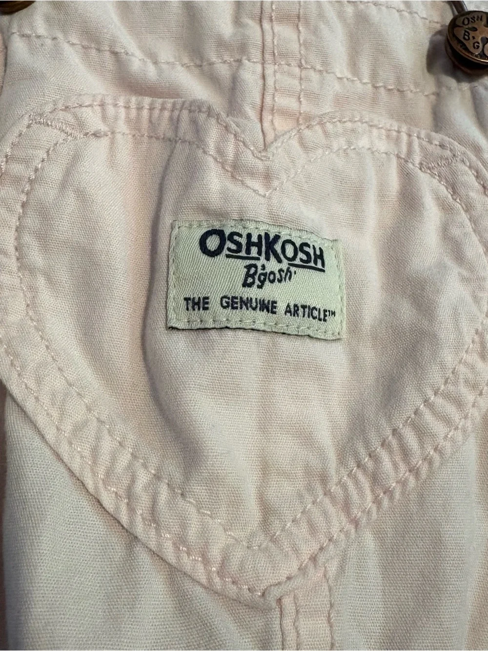 OshKosh B'gosh Light Pink Heart Button Short Overalls Size 2T